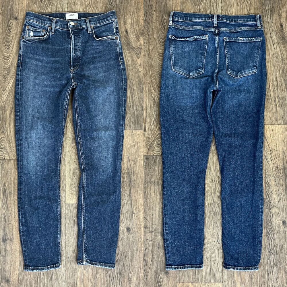 AGOLDE Womens Size 27 Denim Nico High Rise Slim Fit Ankle Jean Cotton Button Fly